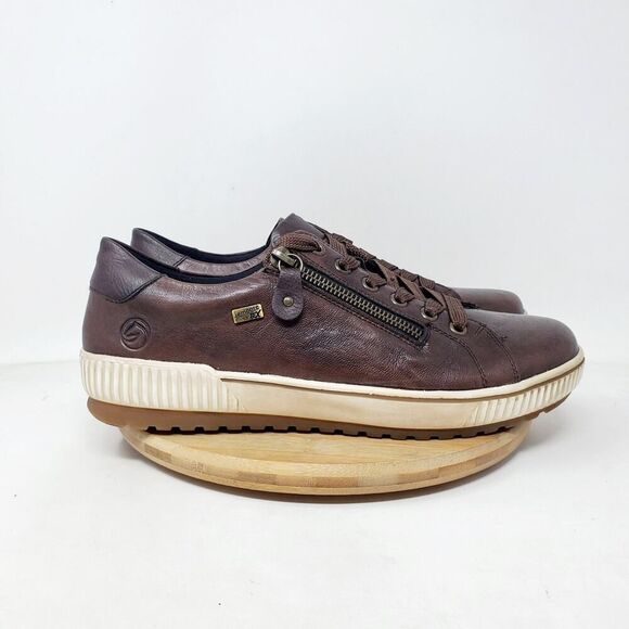 Remonte Shoes Womens 41 Maditta Brown Leather Zip Oxford Comfort Sneaker - Picture 7 of 12